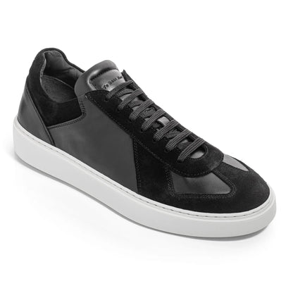 To Boot New York Oakmont Black Leather & Suede Luxury Low-Top Sneakers