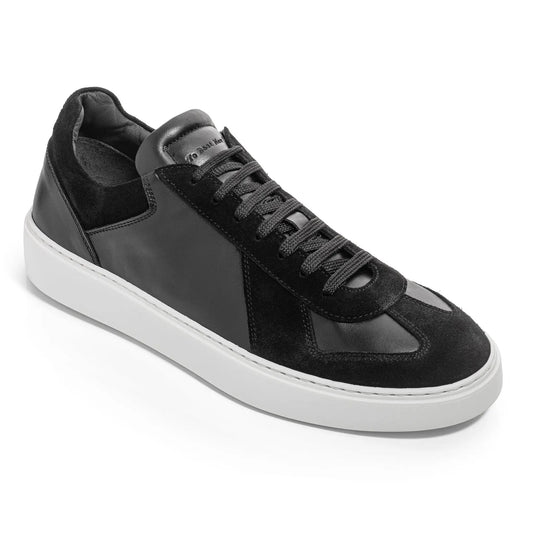 To Boot New York Oakmont Black Leather & Suede Luxury Low-Top Sneakers