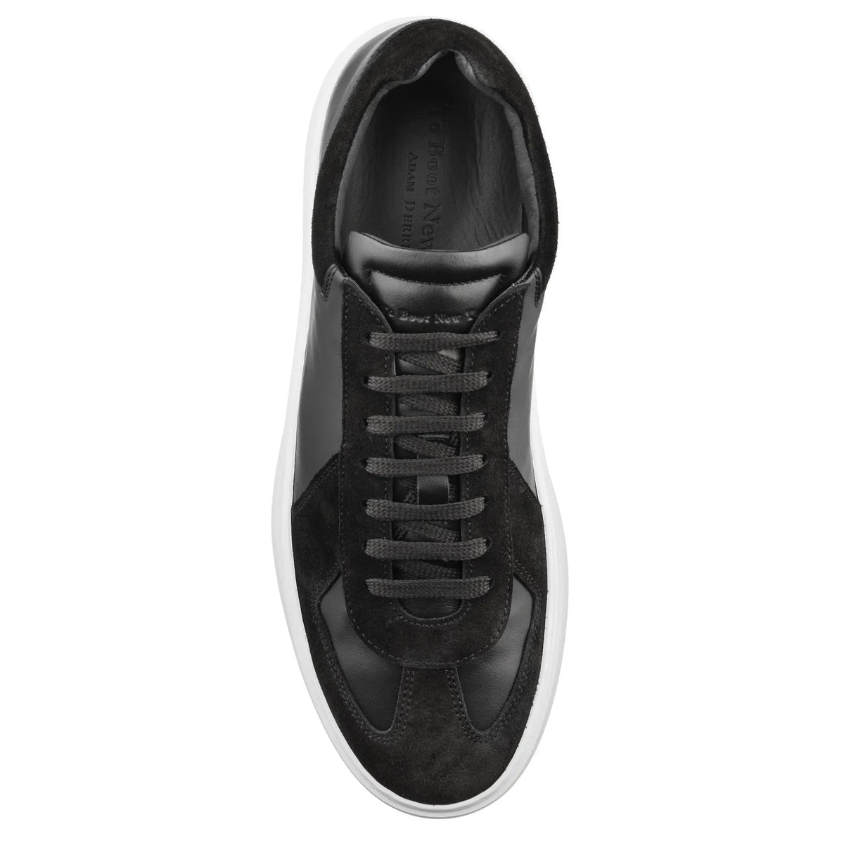 To Boot New York Oakmont Black Leather & Suede Luxury Low-Top Sneakers