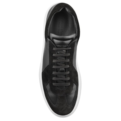 To Boot New York Oakmont Black Leather & Suede Luxury Low-Top Sneakers