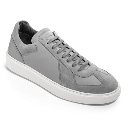 To Boot New York Oakmont Grey Leather & Suede Luxury Low-Top Sneakers