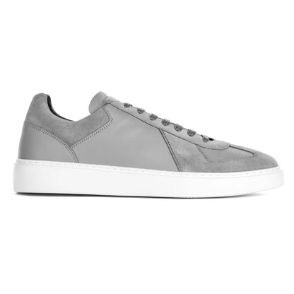 To Boot New York Oakmont Grey Leather & Suede Luxury Low-Top Sneakers