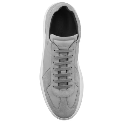 To Boot New York Oakmont Grey Leather & Suede Luxury Low-Top Sneakers