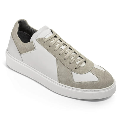 To Boot New York Oakmont White Leather & Suede Luxury Low-Top Sneakers