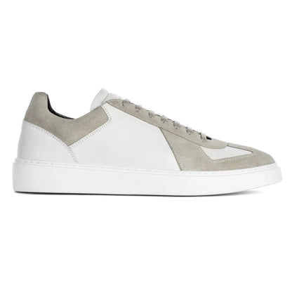 To Boot New York Oakmont White Leather & Suede Luxury Low-Top Sneakers