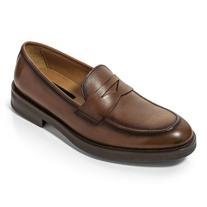 To Boot New York Simon Burnished Tan Calf Leather Penny Loafer