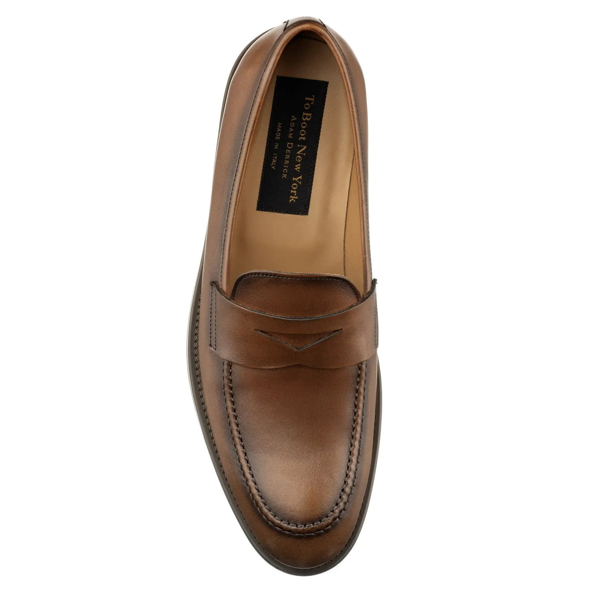 To Boot New York Simon Burnished Tan Calf Leather Penny Loafer
