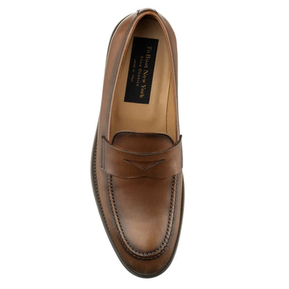 To Boot New York Simon Burnished Tan Calf Leather Penny Loafer