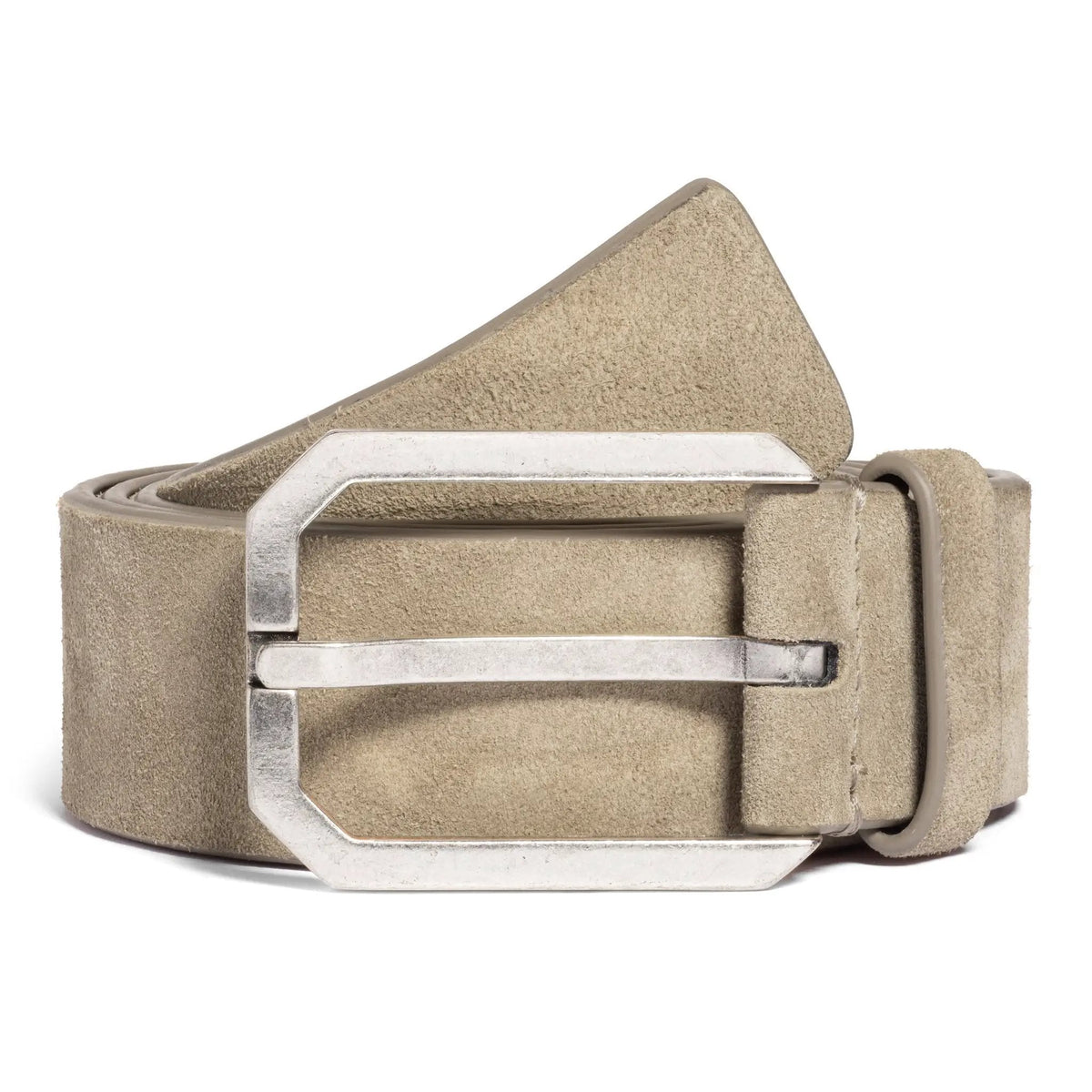 To Boot New York Taupe Suede Beveled Buckle Belt