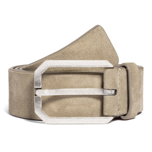 To Boot New York Taupe Suede Beveled Buckle Belt