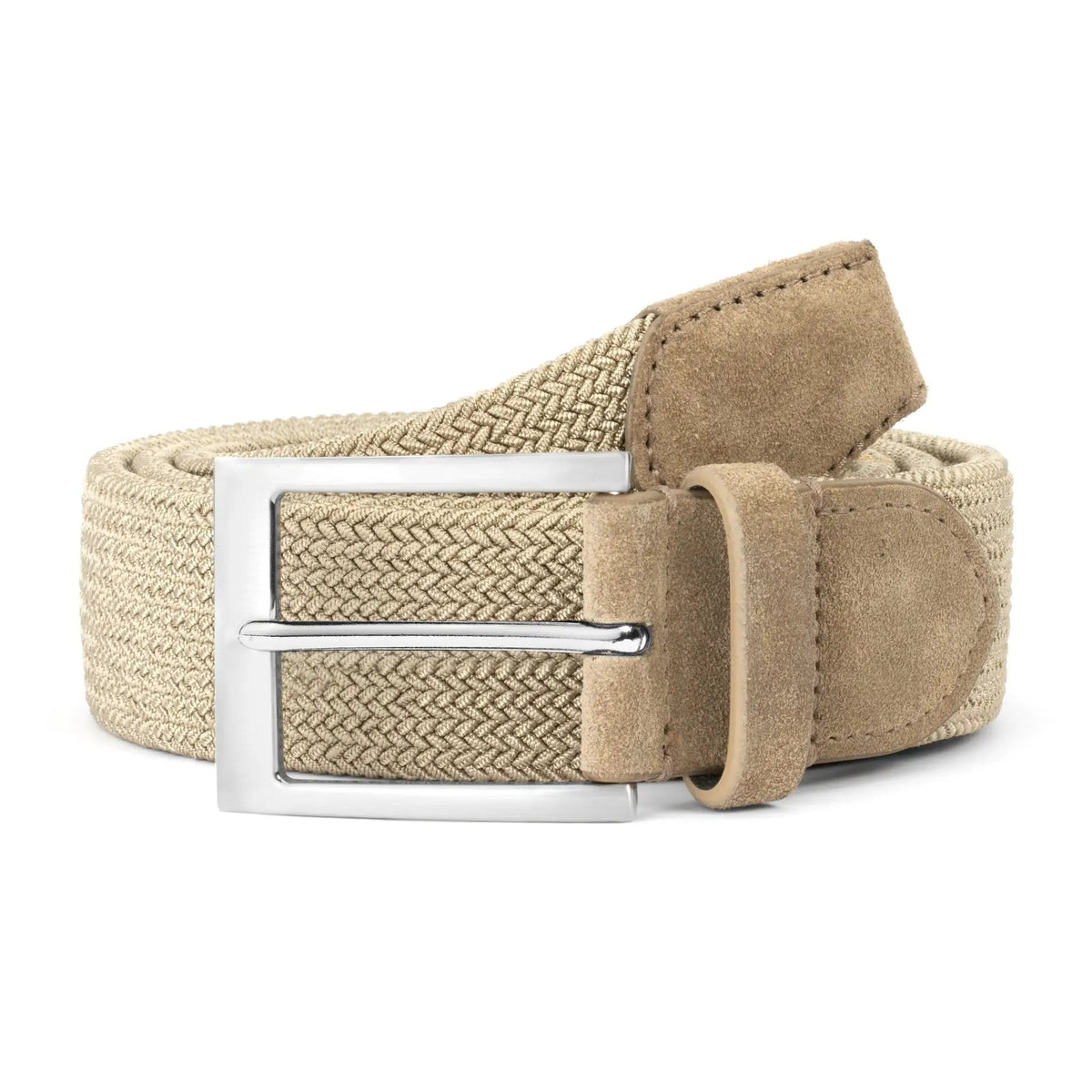To Boot New York Taupe Woven Elastic & Suede Belt