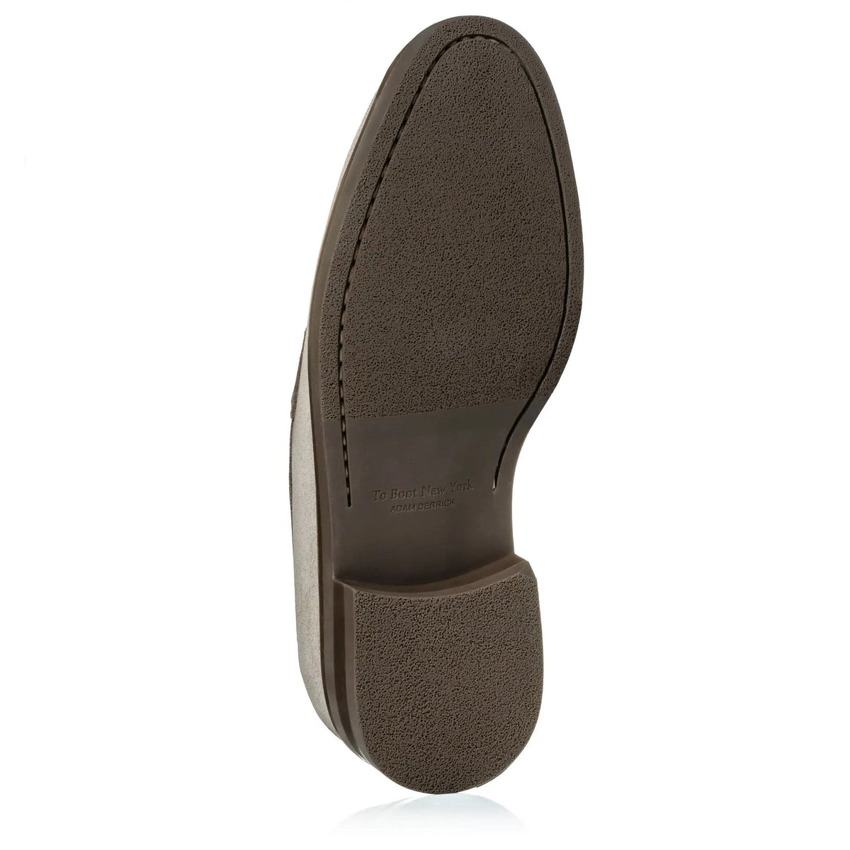 To Boot New York Le Grand Taupe Suede Penny Loafer with Aerograph Detail