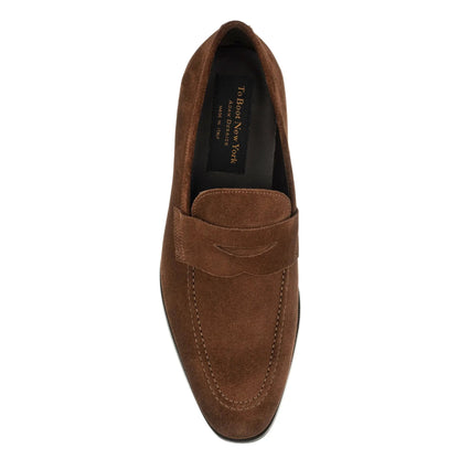 To Boot New York Tesoro Mid Brown Suede Slip-On Penny Loafer